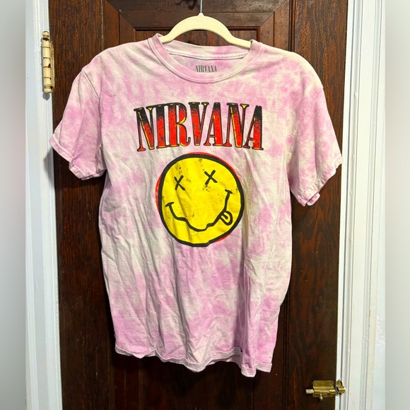 Nirvana Pink Acid Washed Band Tee in size M - Picture 3 of 4